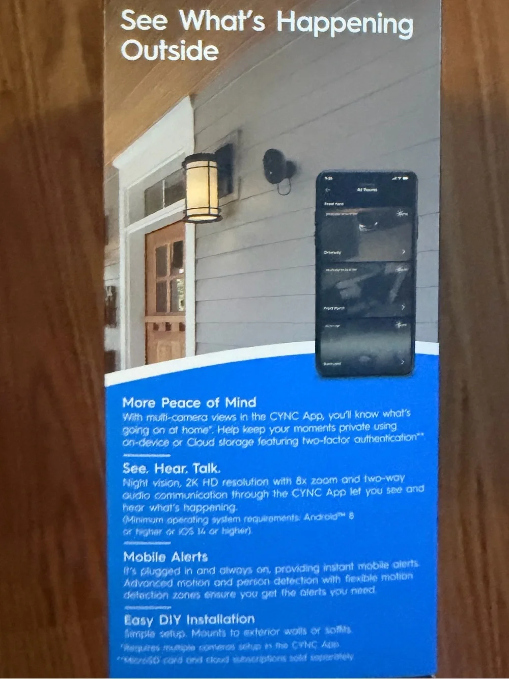 GE Cync Outdoor Wired Smart Camera 2K HD Resolution & Night Vision- Black